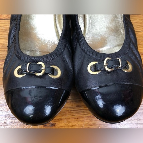 Barney’s New York Black Leather Cap Toe Ballet Flats Size 8 - Picture 6 of 6